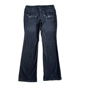 Wrangler Boot Cut Leg Mid Rise Jean Women L 13 Dark Denim Embroidered 32" Inseam